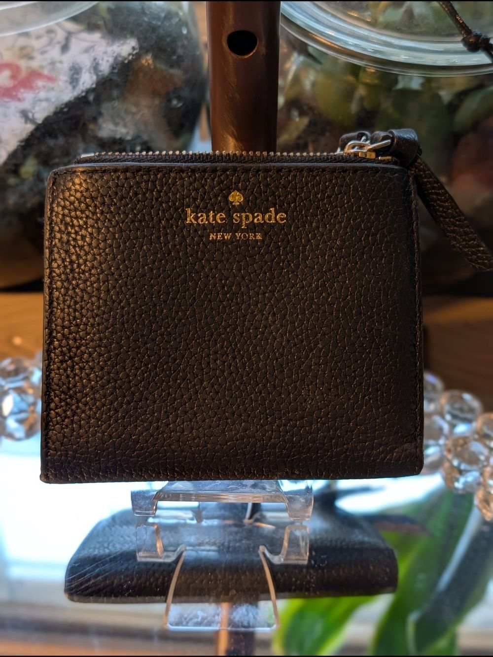 Kate Spade Mulberry Street Small Malea Wallet Black Leather Zip Wallet GUC